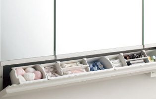 収納が多くお掃除もしやすくいつも清潔な洗面化粧台